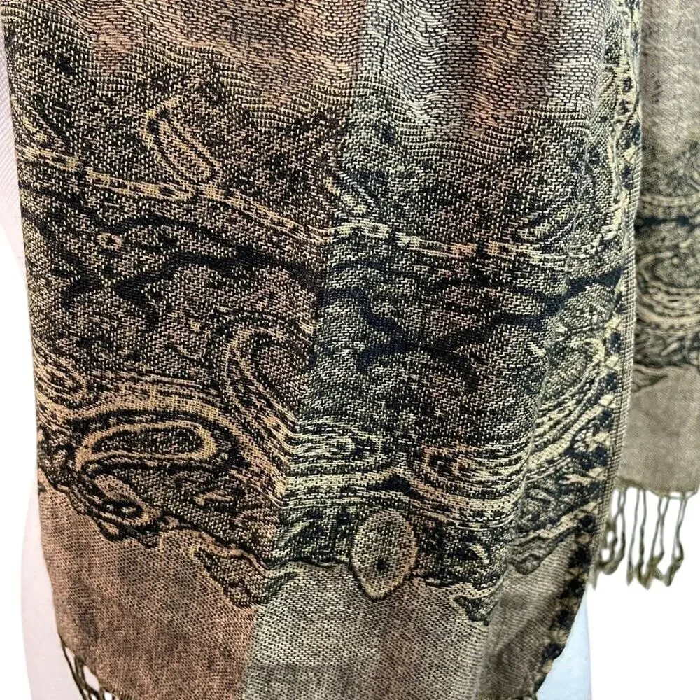 Pashmina Silk Blend Scarf With Fringe